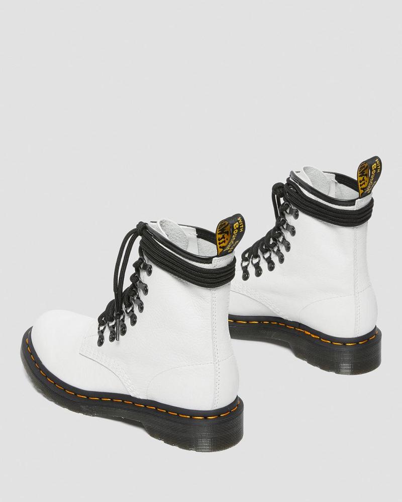 Dr Martens 1460 Laced Virginia Lær Snørestøvletter Dame Hvite | Norge 606TCE